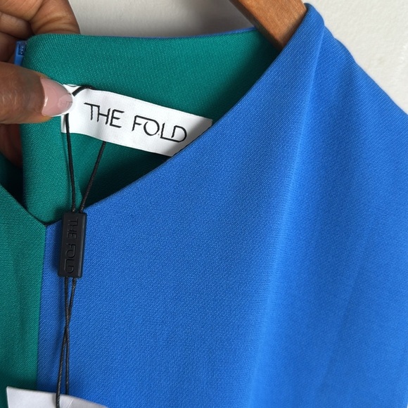 NEW The Fold London Sorrento Dress Tranquil Teal Multicolour 14 - Picture 10 of 15